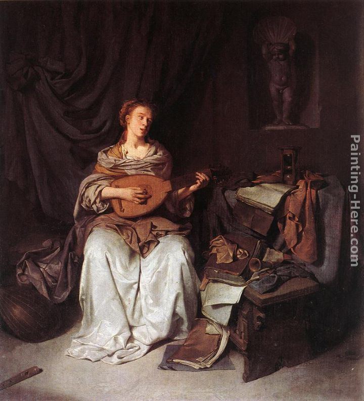 Cornelis Bega Woman Playing a Lute